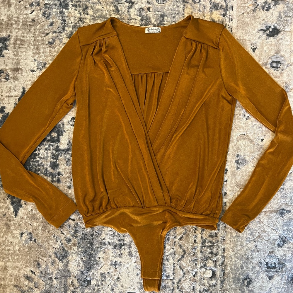 Free People bodysuit, Gold/tan, Size Small
